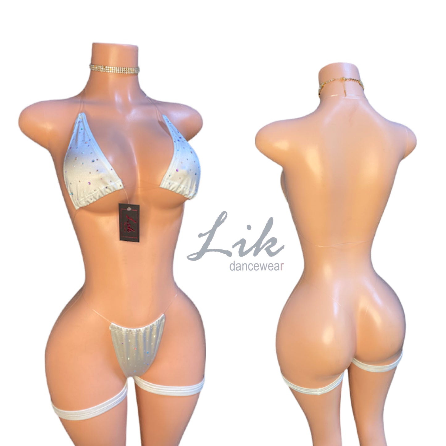 Naked Rhinestones micro bikini with clear strings