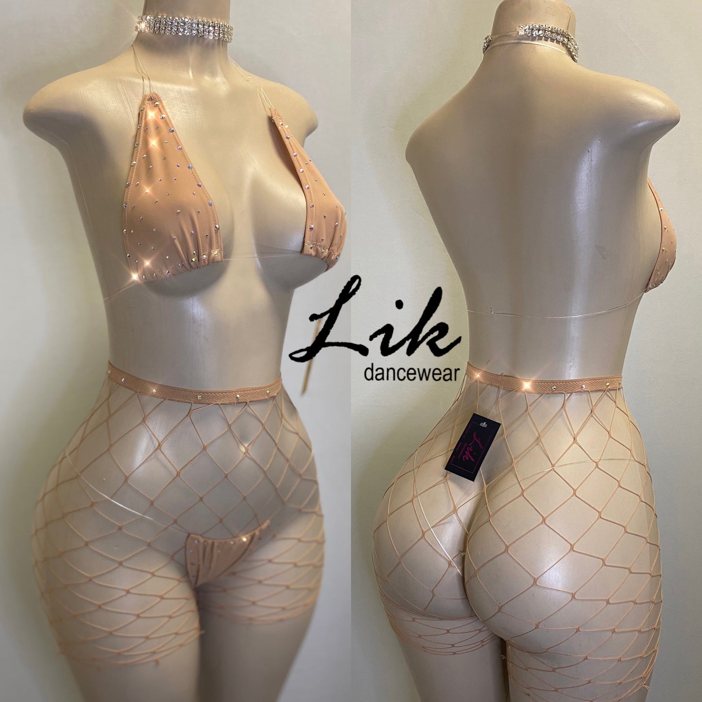 Naked Rhinestones micro bikini with clear strings