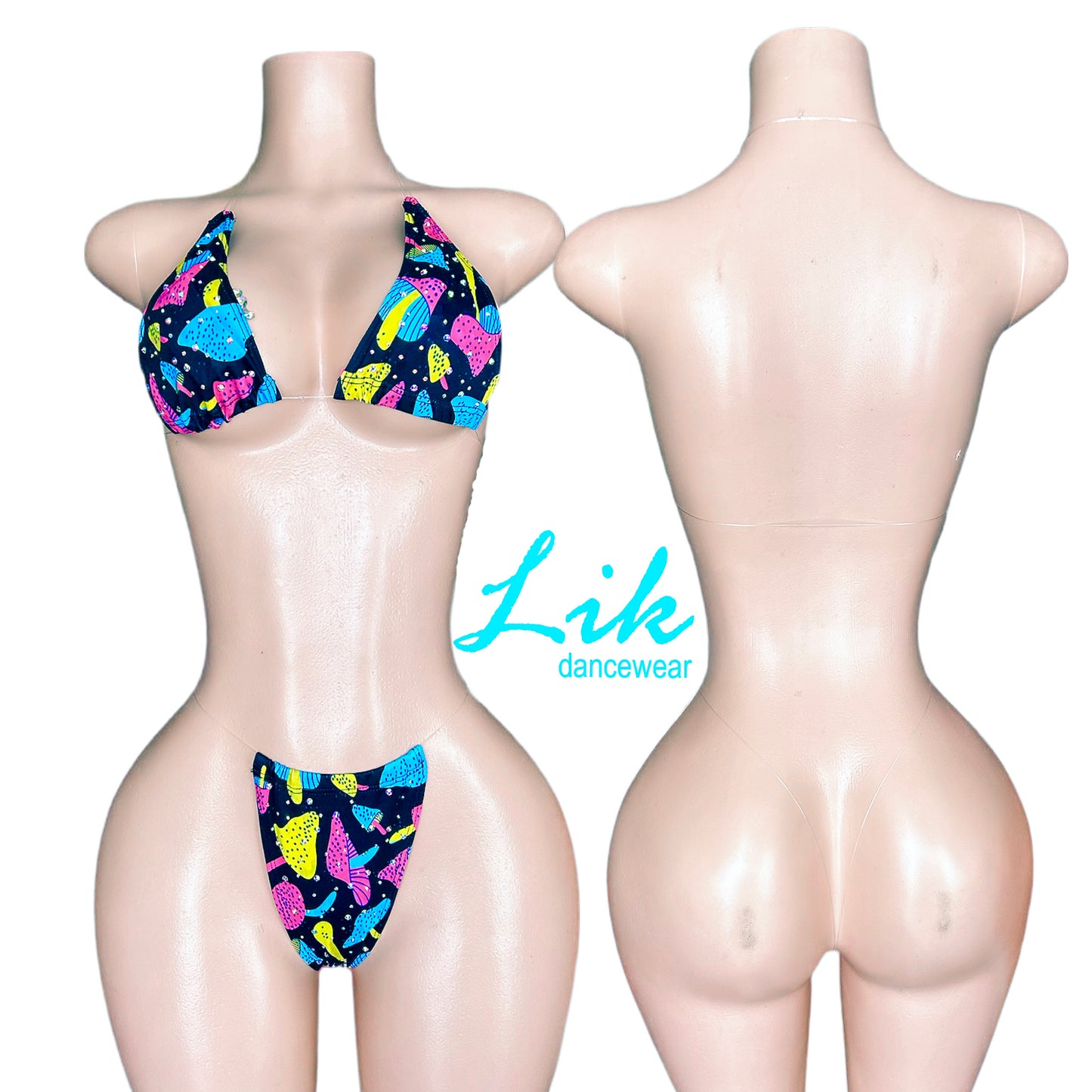 Naked Rhinestones micro bikini with clear strings