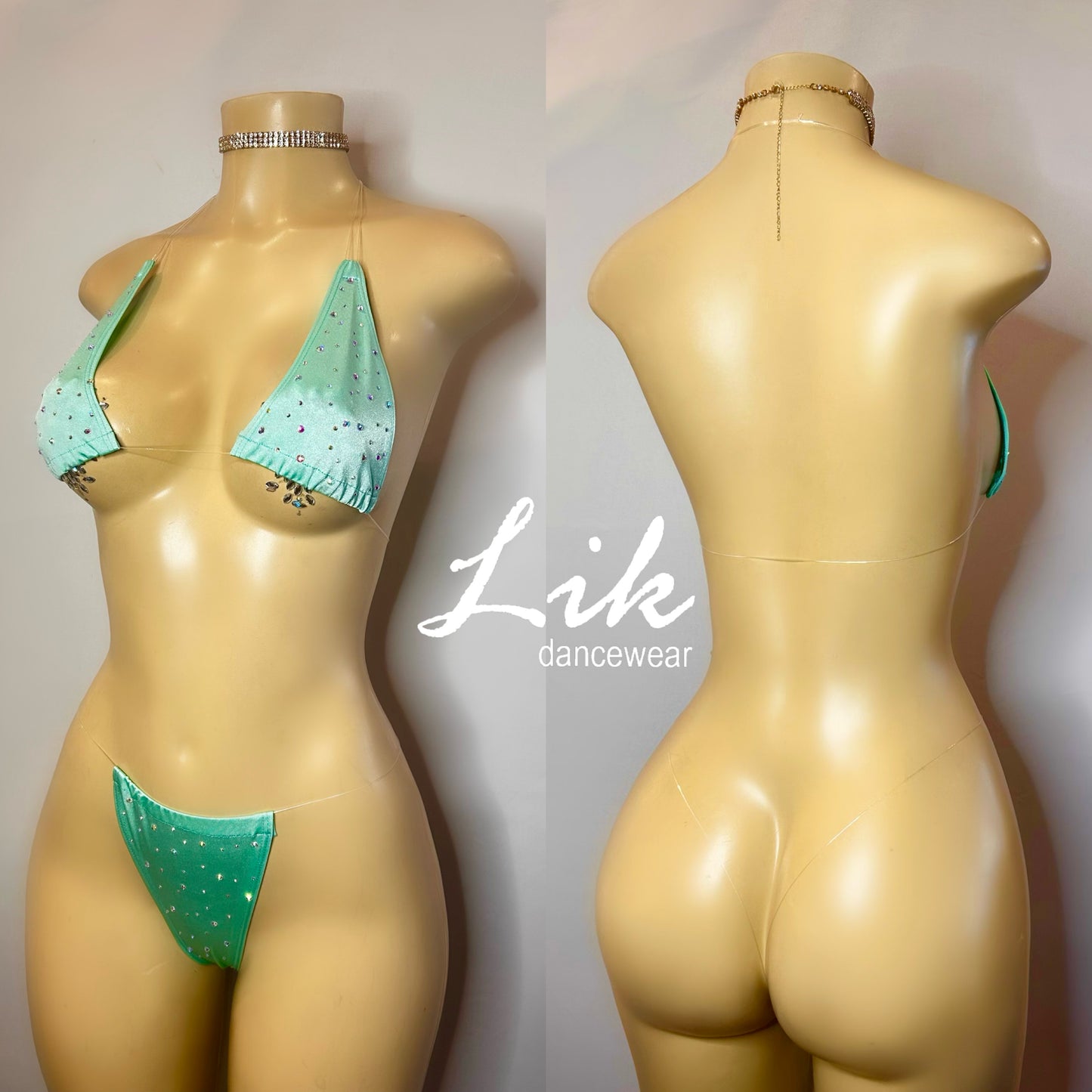 Naked Rhinestones micro bikini with clear strings