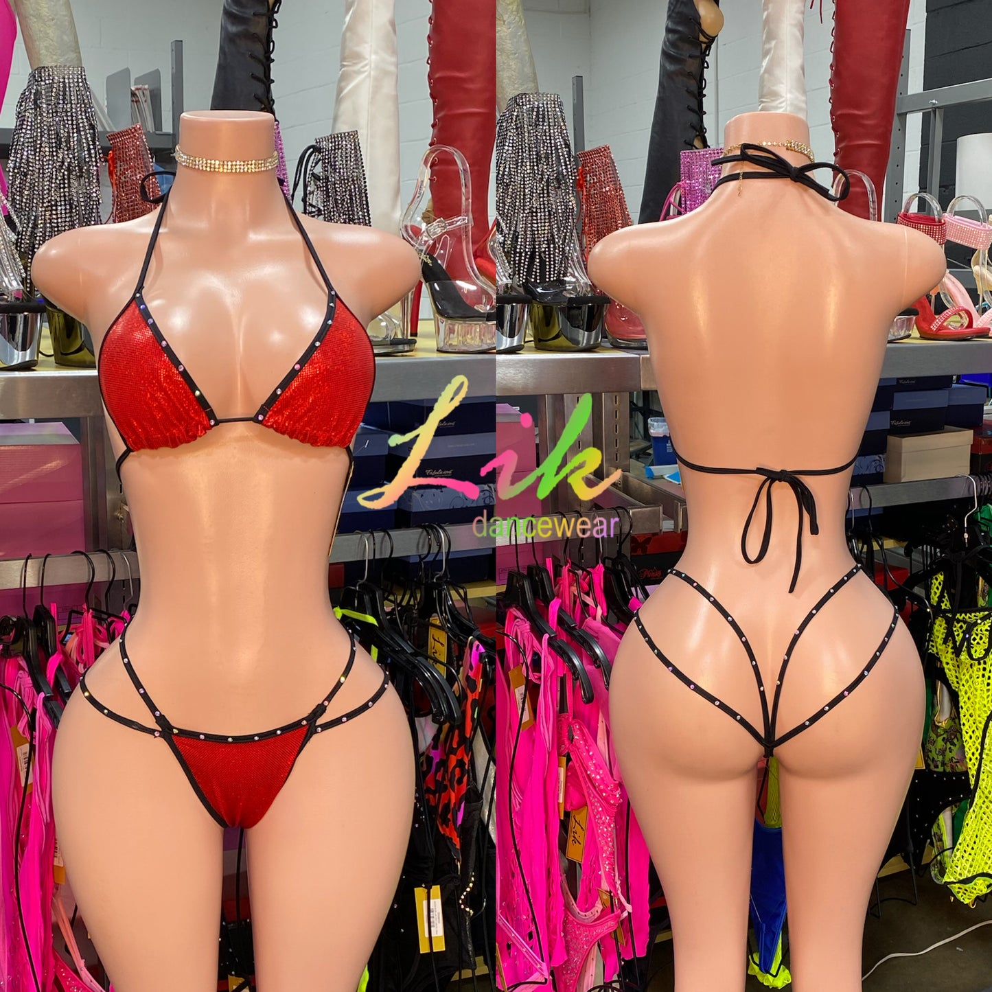 Holo Strappy Thong Bikini