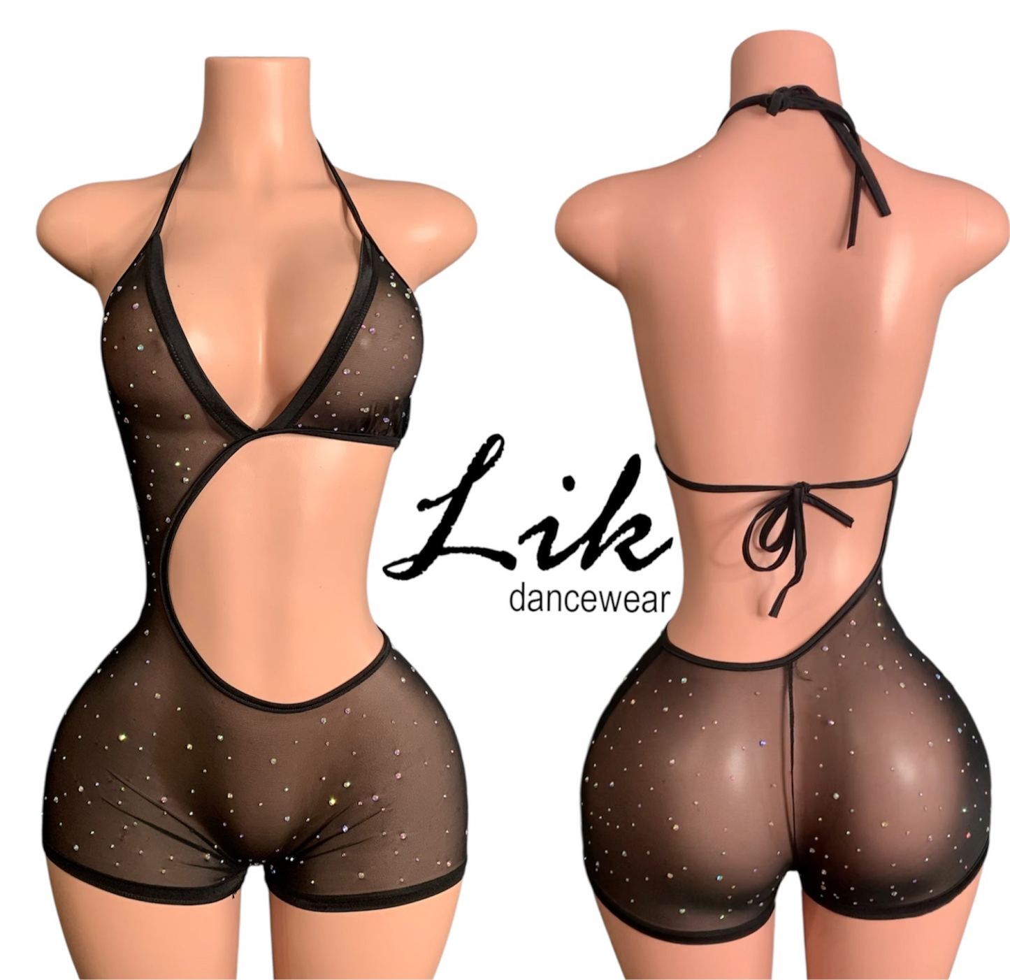 H.B.I.C asymmetrical mesh short romper for strippers or bottle girl outfits