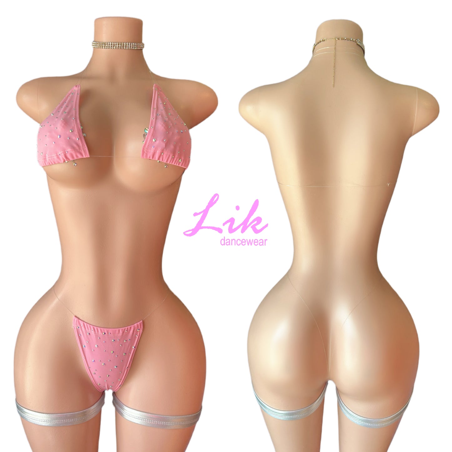 Naked Rhinestones micro bikini with clear strings