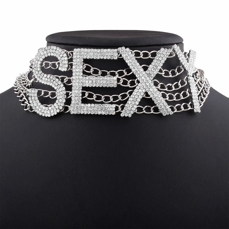 Rhinestone Sexy Statement Choker