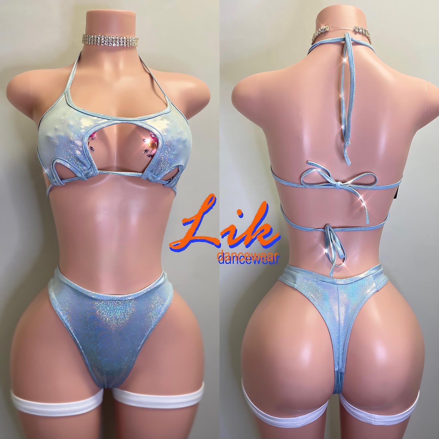 Lyneese star top bikini with thong rave or stripper outfit