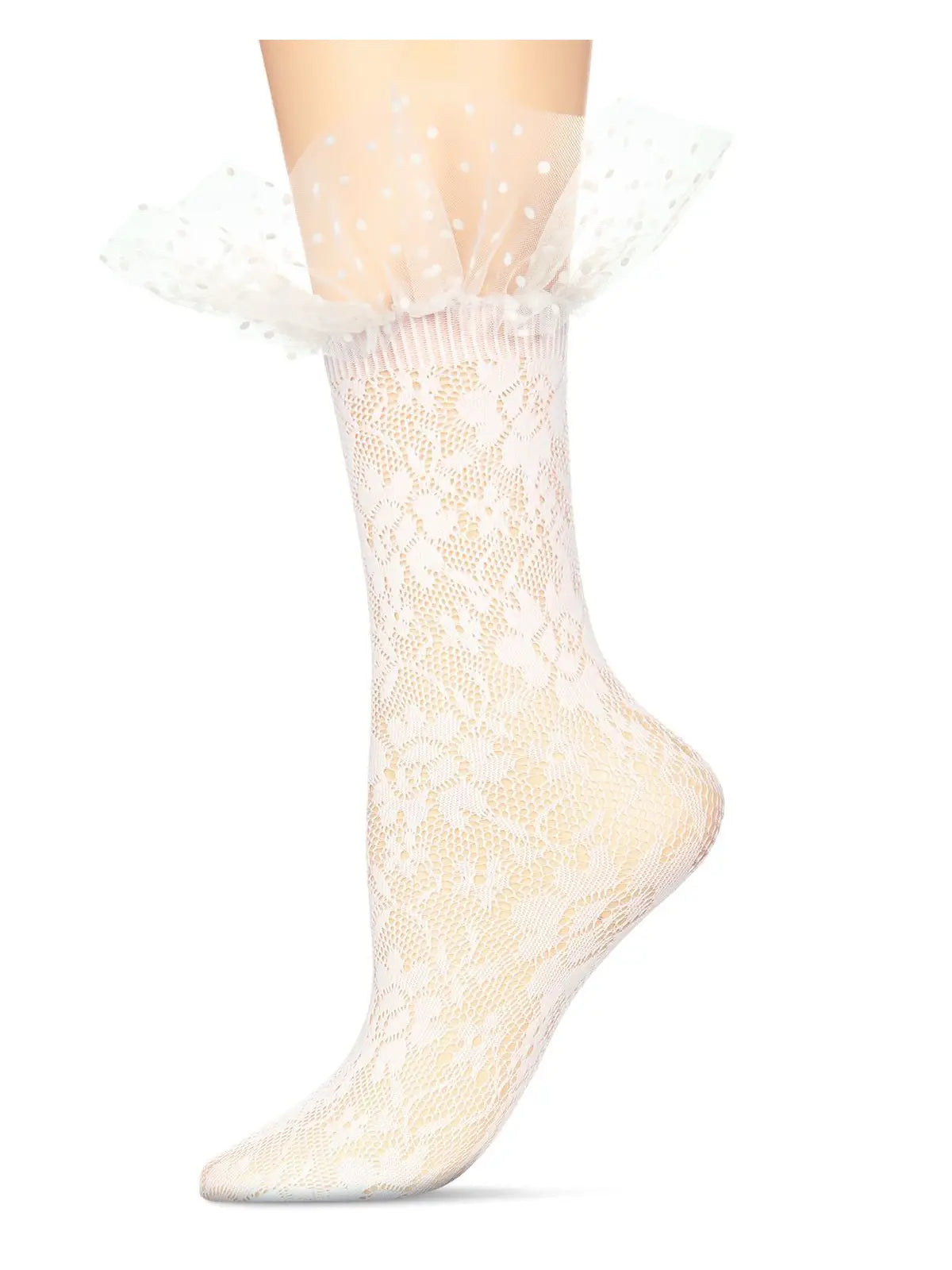 Floral Lace Ruffle Ankle Stocking