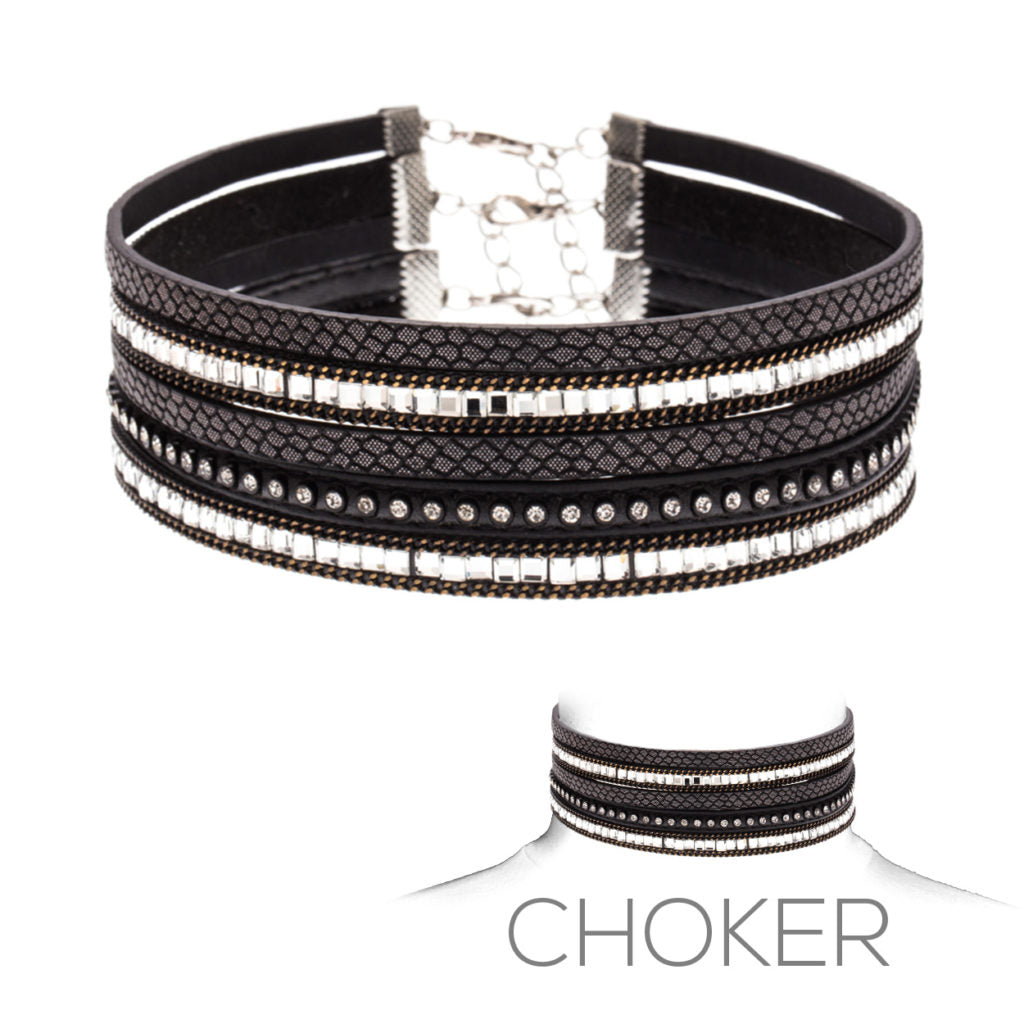 Leatherette Choker with Stones