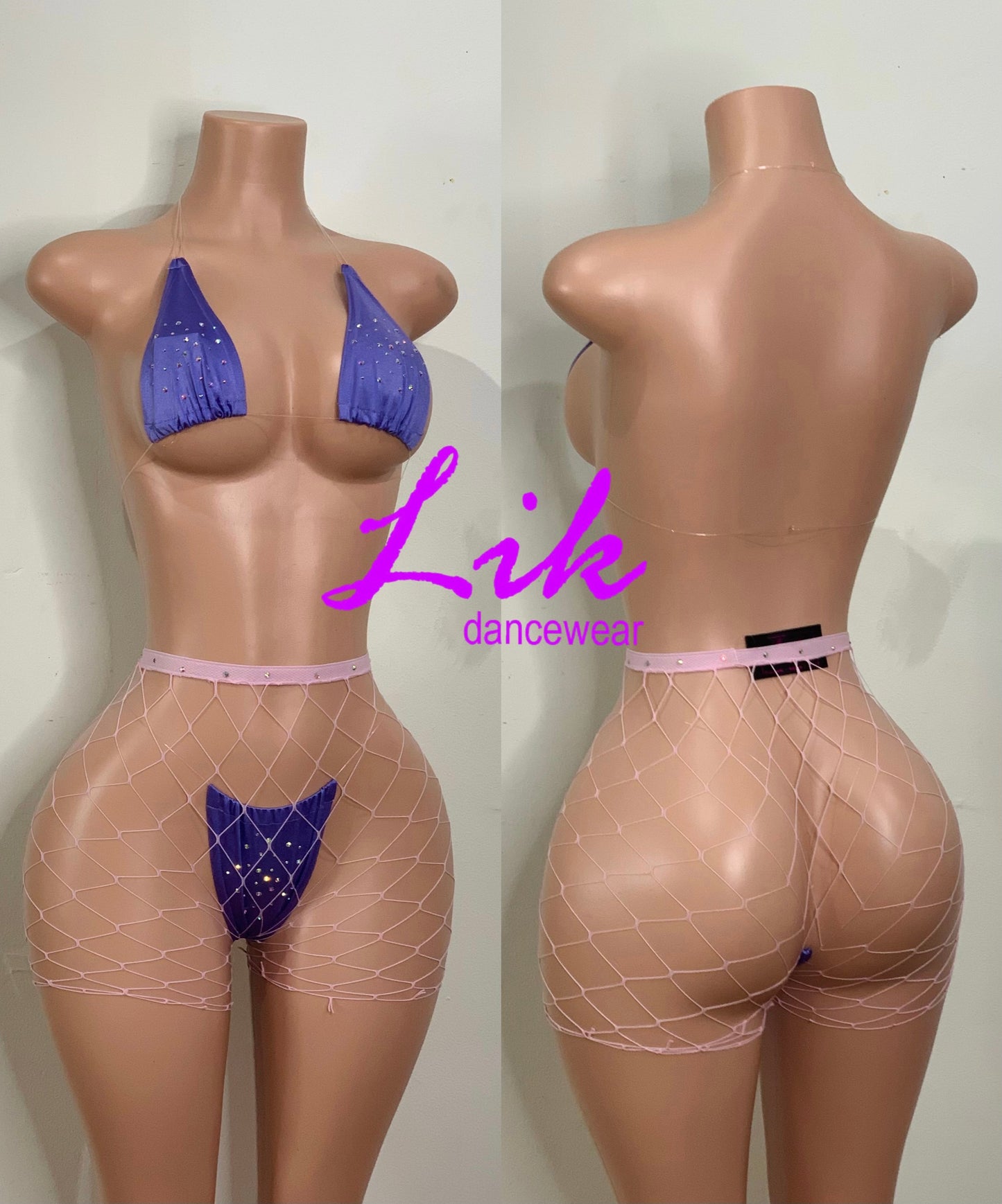 Naked Rhinestones micro bikini with clear strings