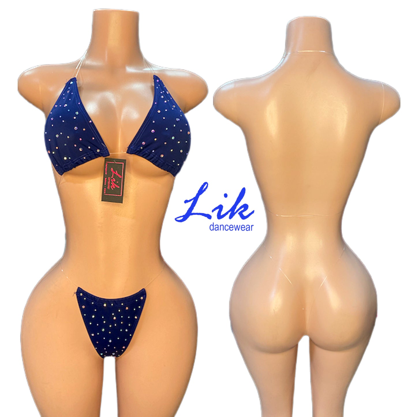 Naked Rhinestones micro bikini with clear strings