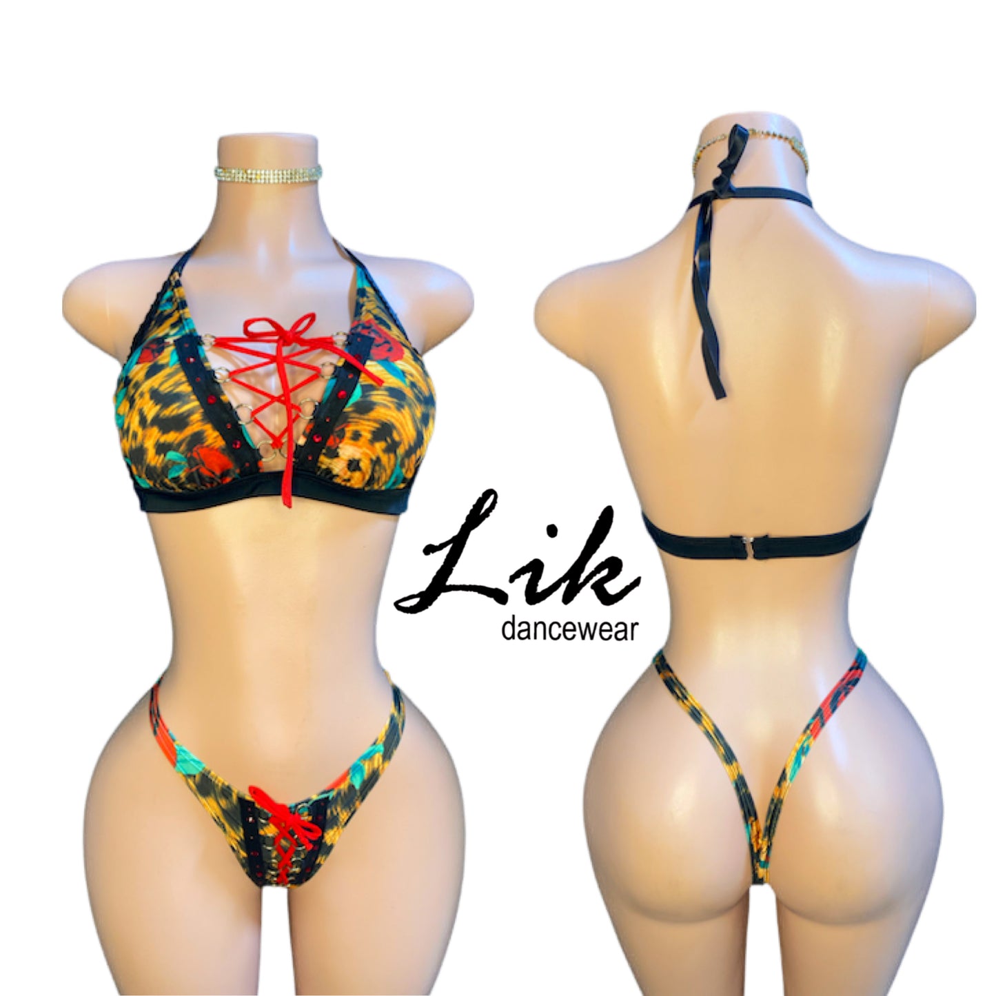 Sloan Lace up two piece exotic dancer bikini