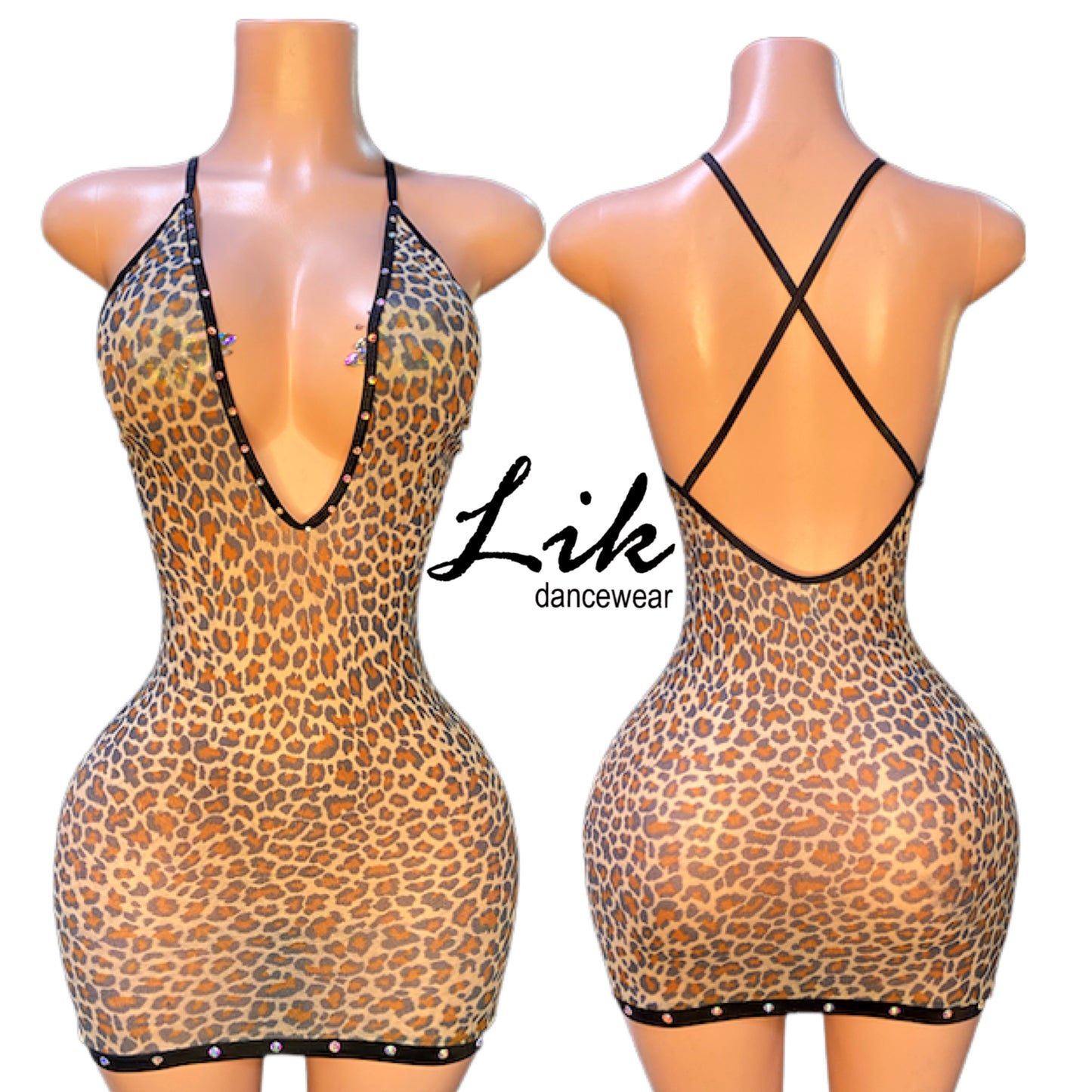 Exotic Dance Sheer Leopard Mini Dress