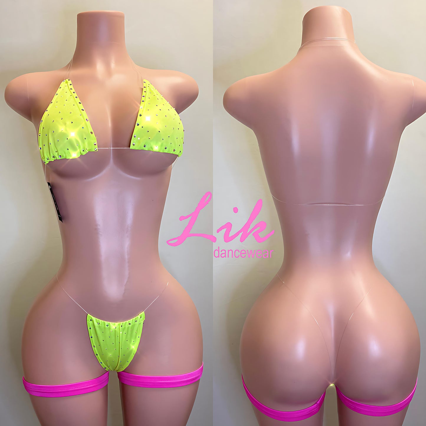 Naked Rhinestones micro bikini with clear strings