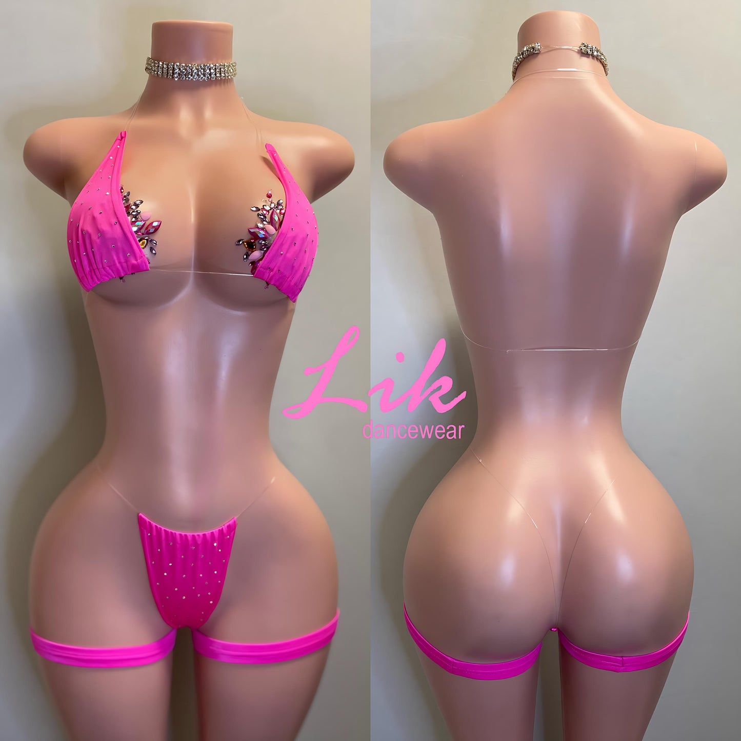 Naked Rhinestones micro bikini with clear strings