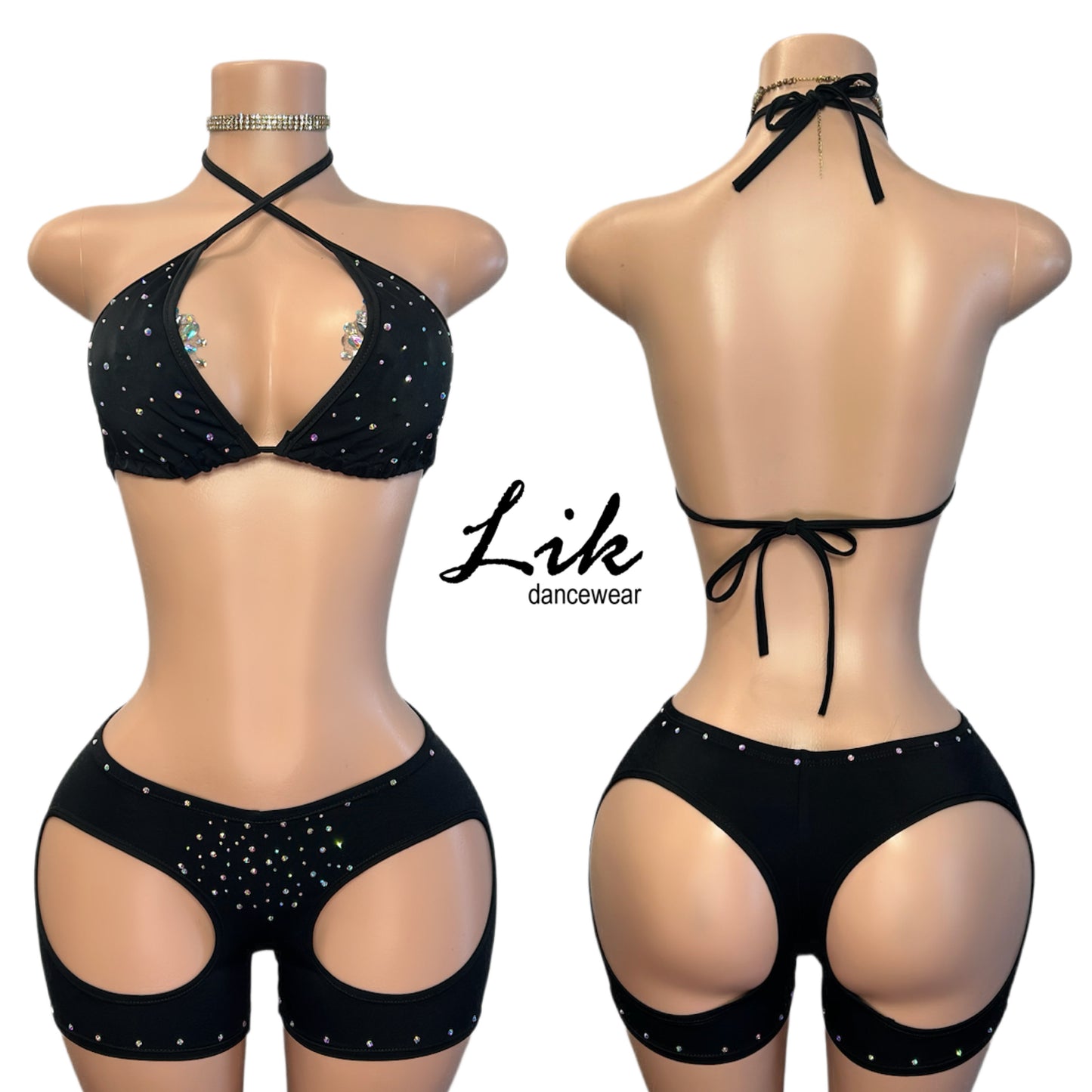 Feisty peek a boo cutout butt two piece