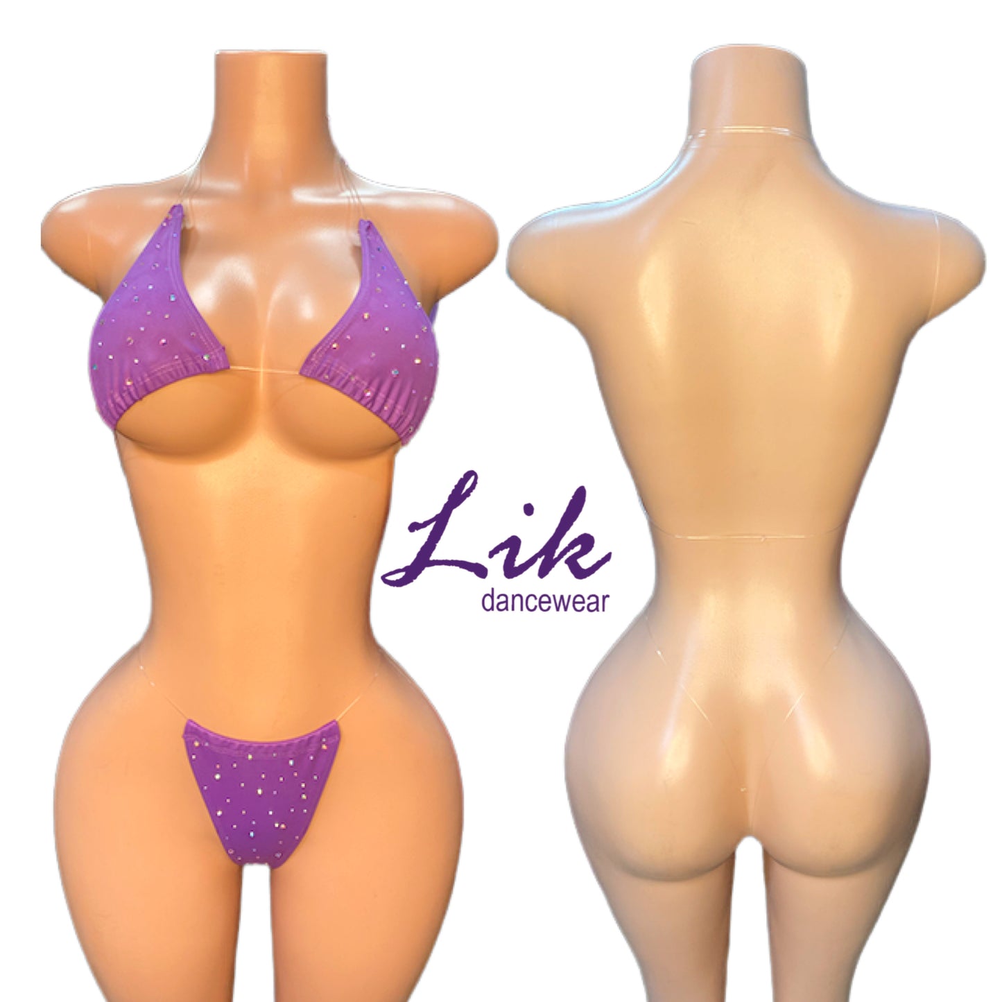 Naked Rhinestones micro bikini with clear strings