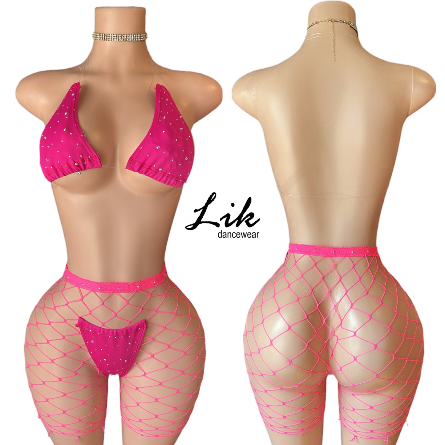 Naked Rhinestones micro bikini with clear strings
