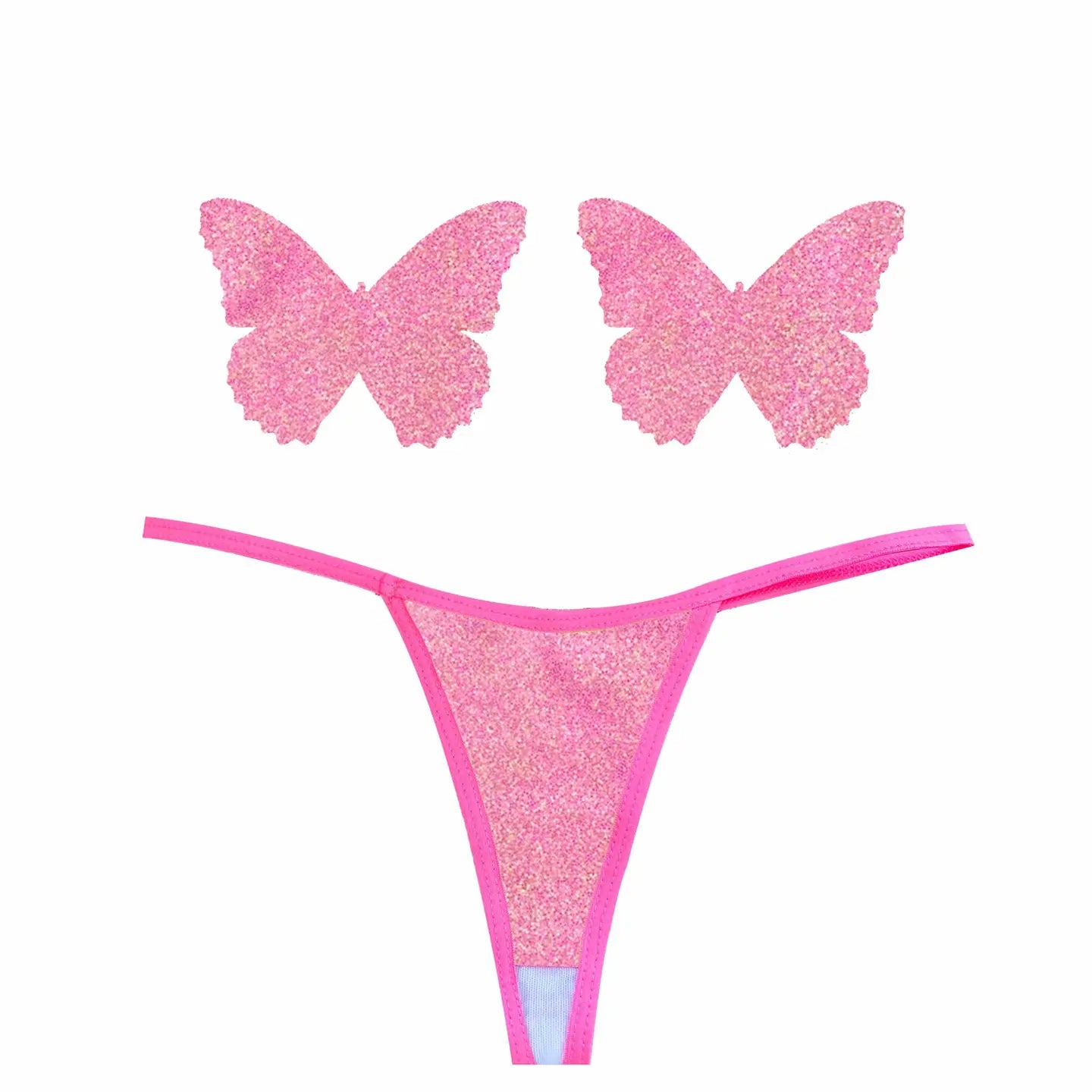 Bella Rosa Soft Pink Shimmer Pastie and Pantie Lingerie Set for Exotic Dancers