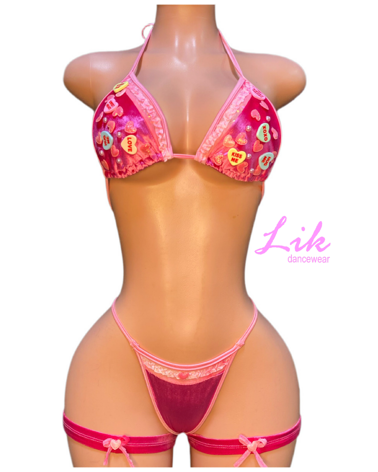 Sweetheart Valentine Two piece exotic dancer outfit