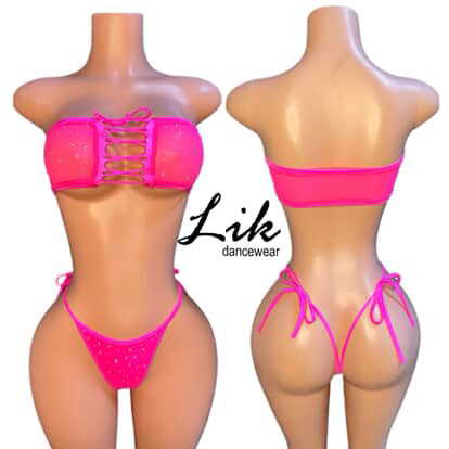 Spice lace up tube top with thong