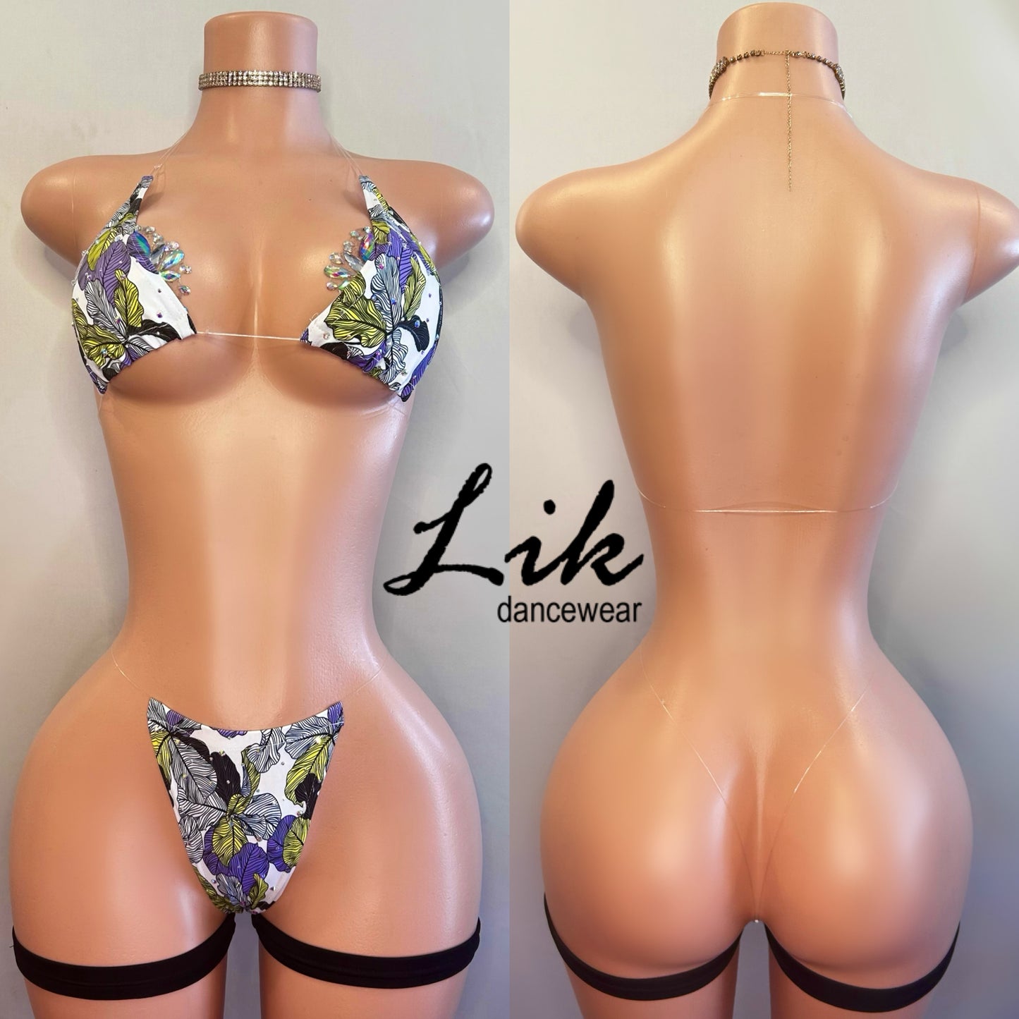 Naked Rhinestones micro bikini with clear strings