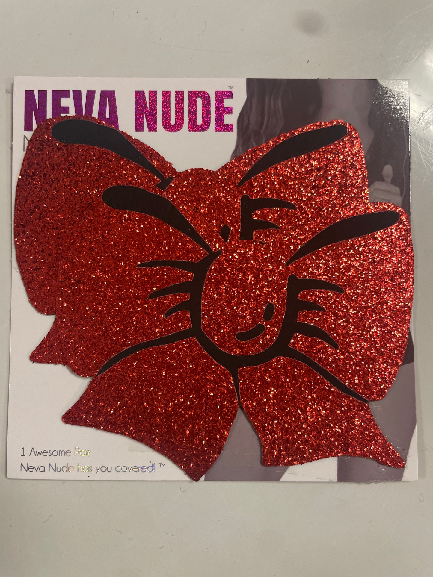 Glitter red bow pasties