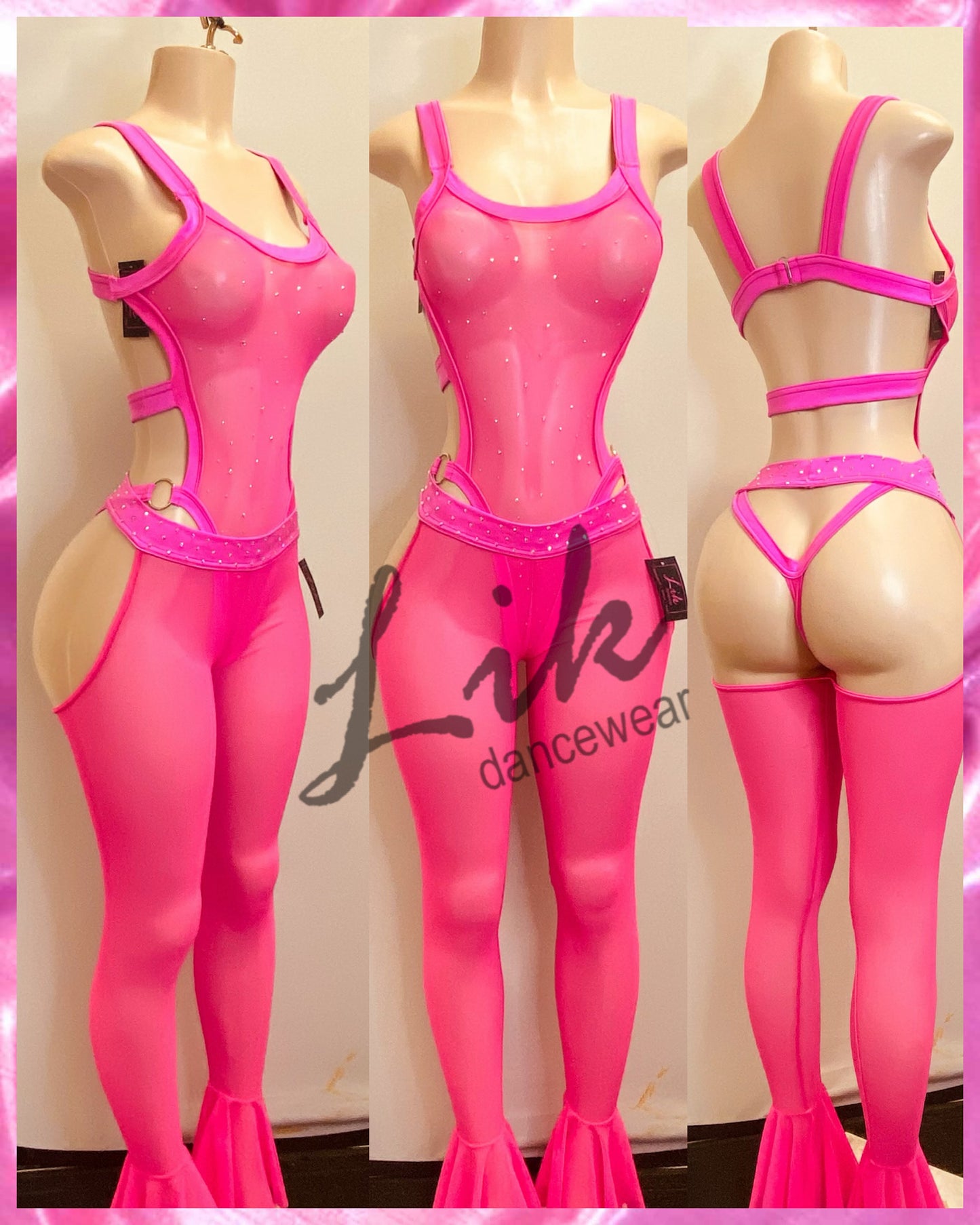 Sneaky sheer on piece rhinestones