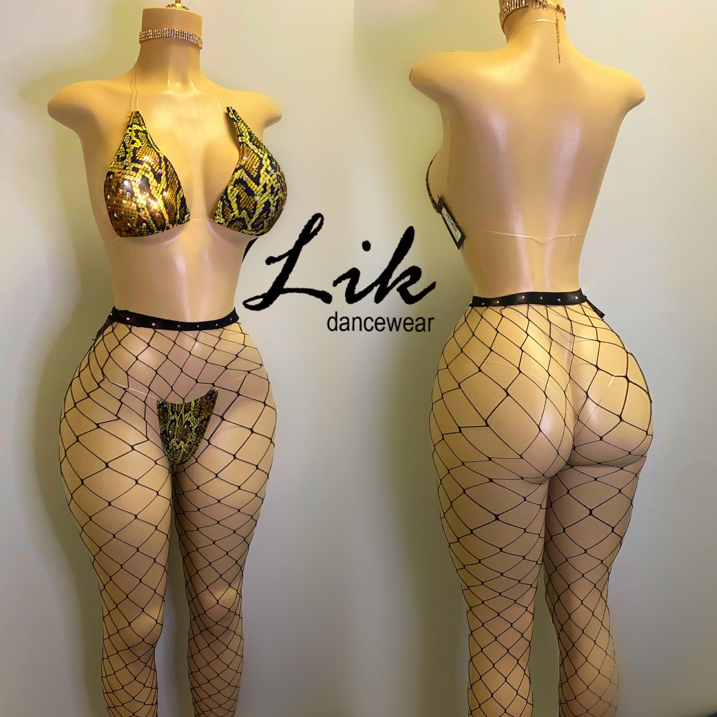Naked Rhinestones micro bikini with clear strings