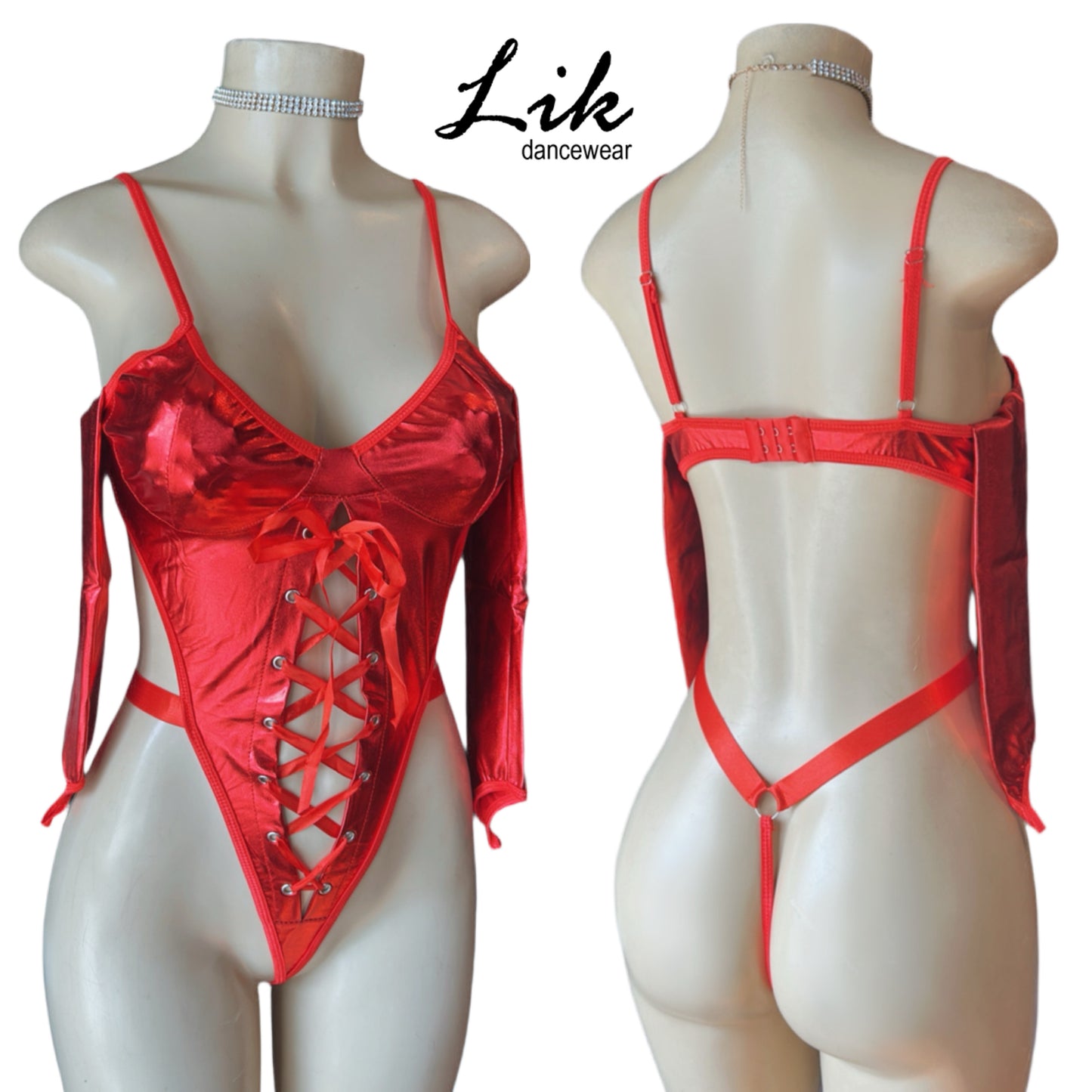 Patent Leather Corset Style Backless One Piece for Strippers