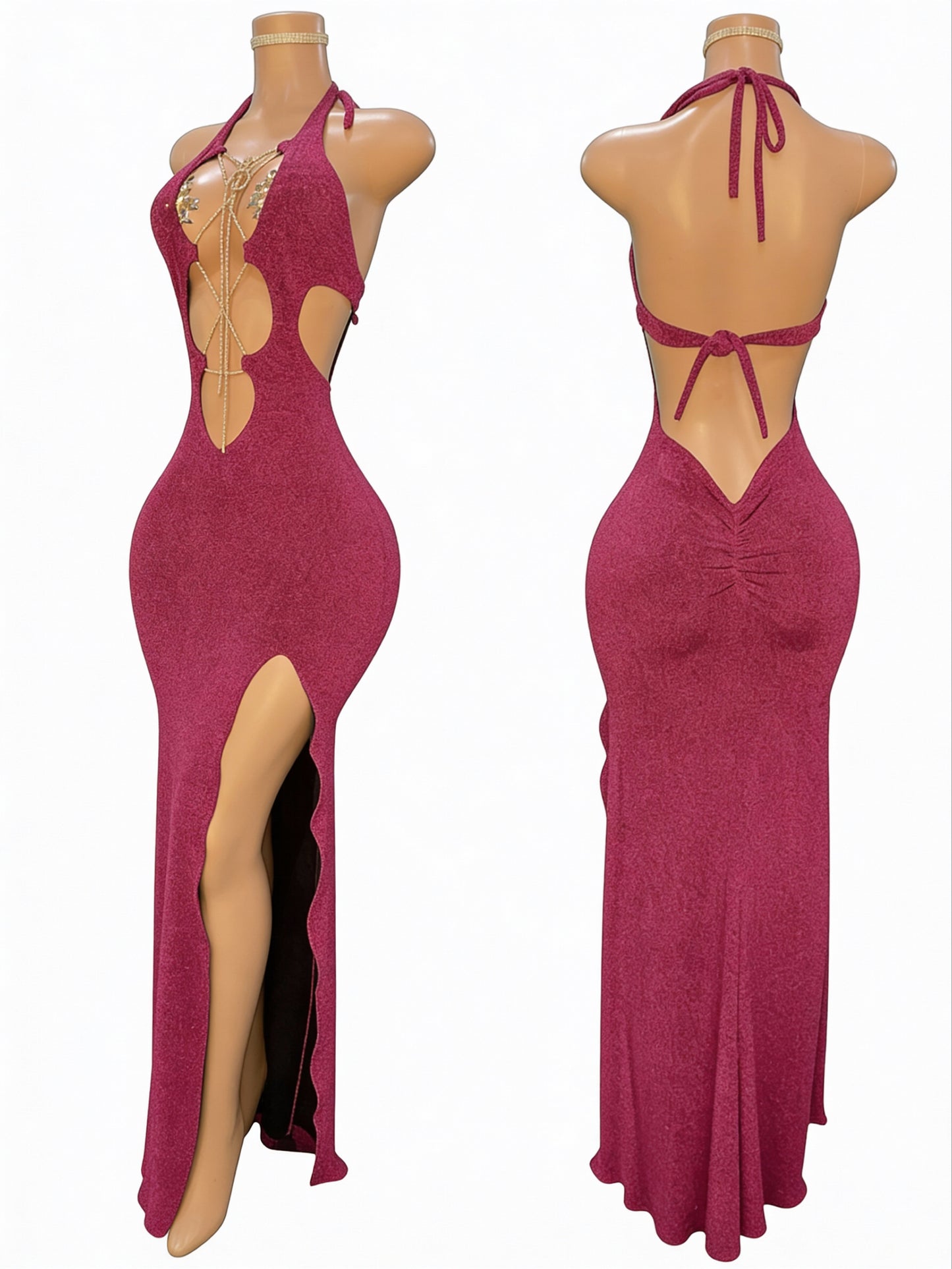 Rhinestone lace up gown