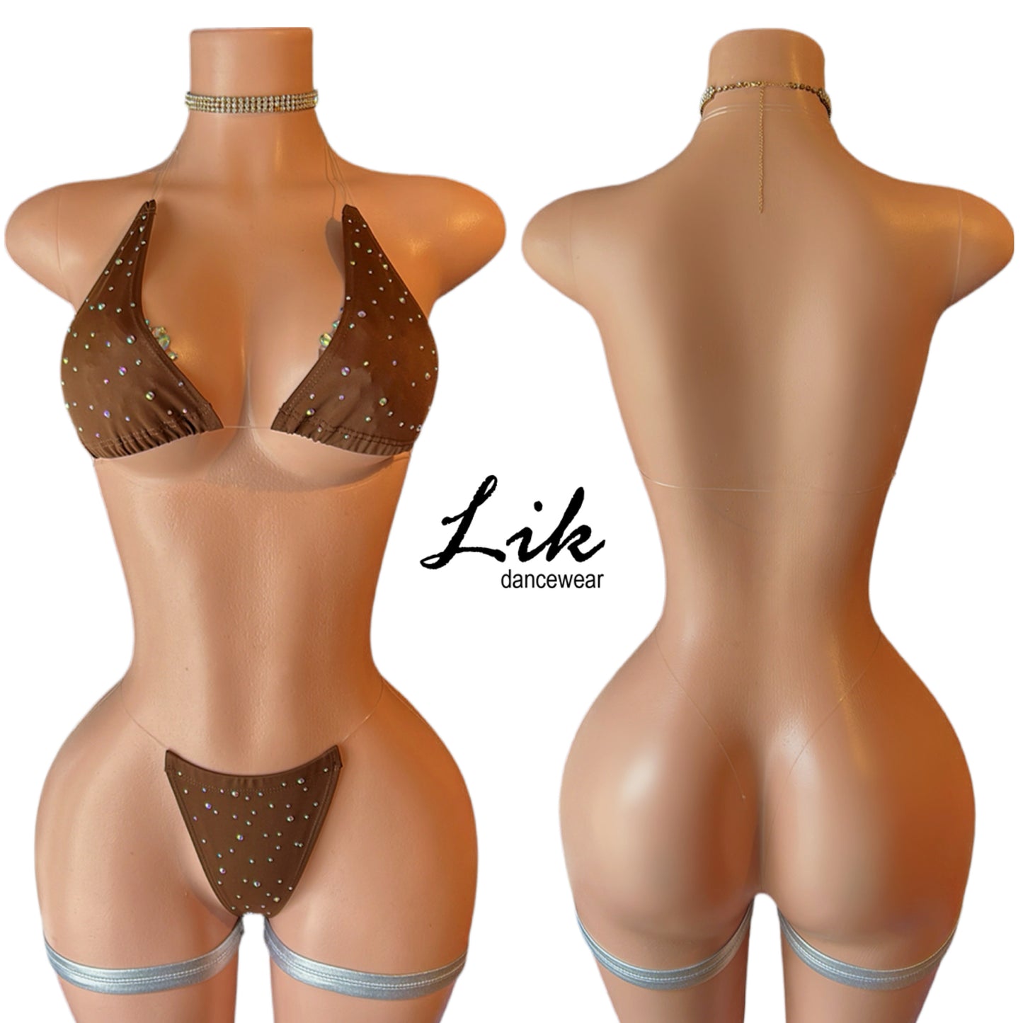 Naked Rhinestones micro bikini with clear strings