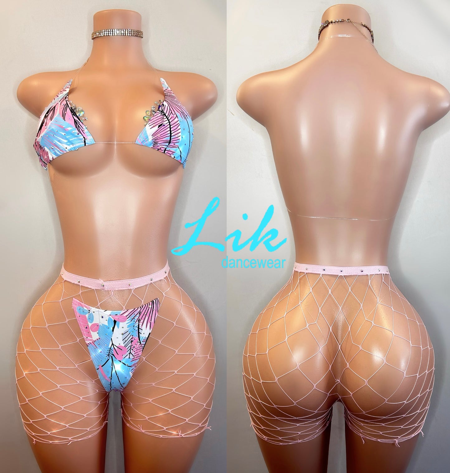 Naked Rhinestones micro bikini with clear strings