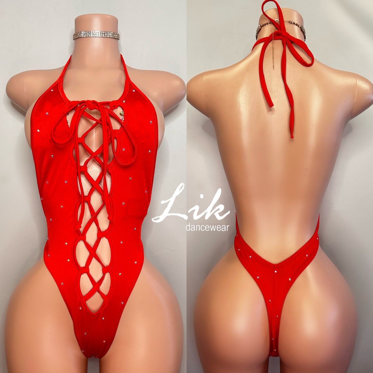 Wrap it up lace up rhinestone one piece