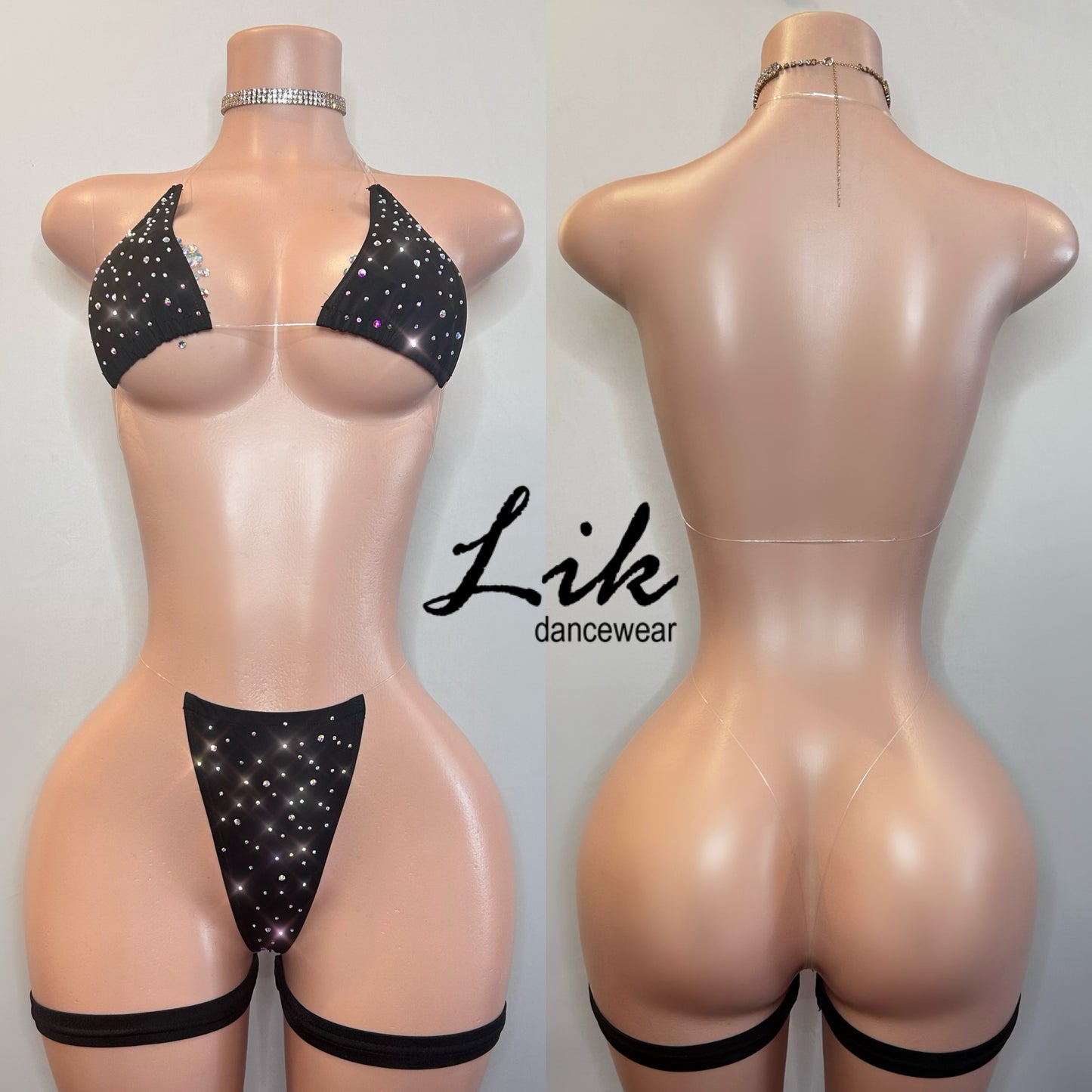 Naked Rhinestones micro bikini with clear strings