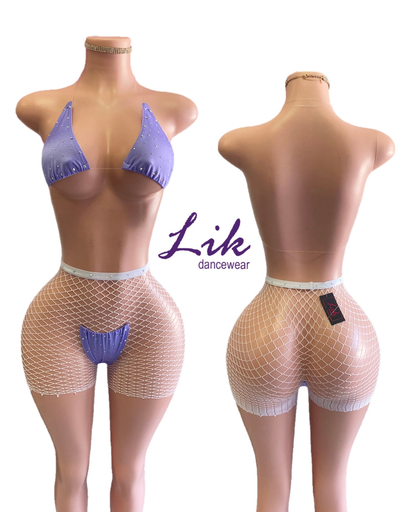 Naked Rhinestones micro bikini with clear strings