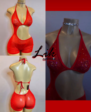 H.B.I.C asymmetrical mesh short romper for strippers or bottle girl outfits