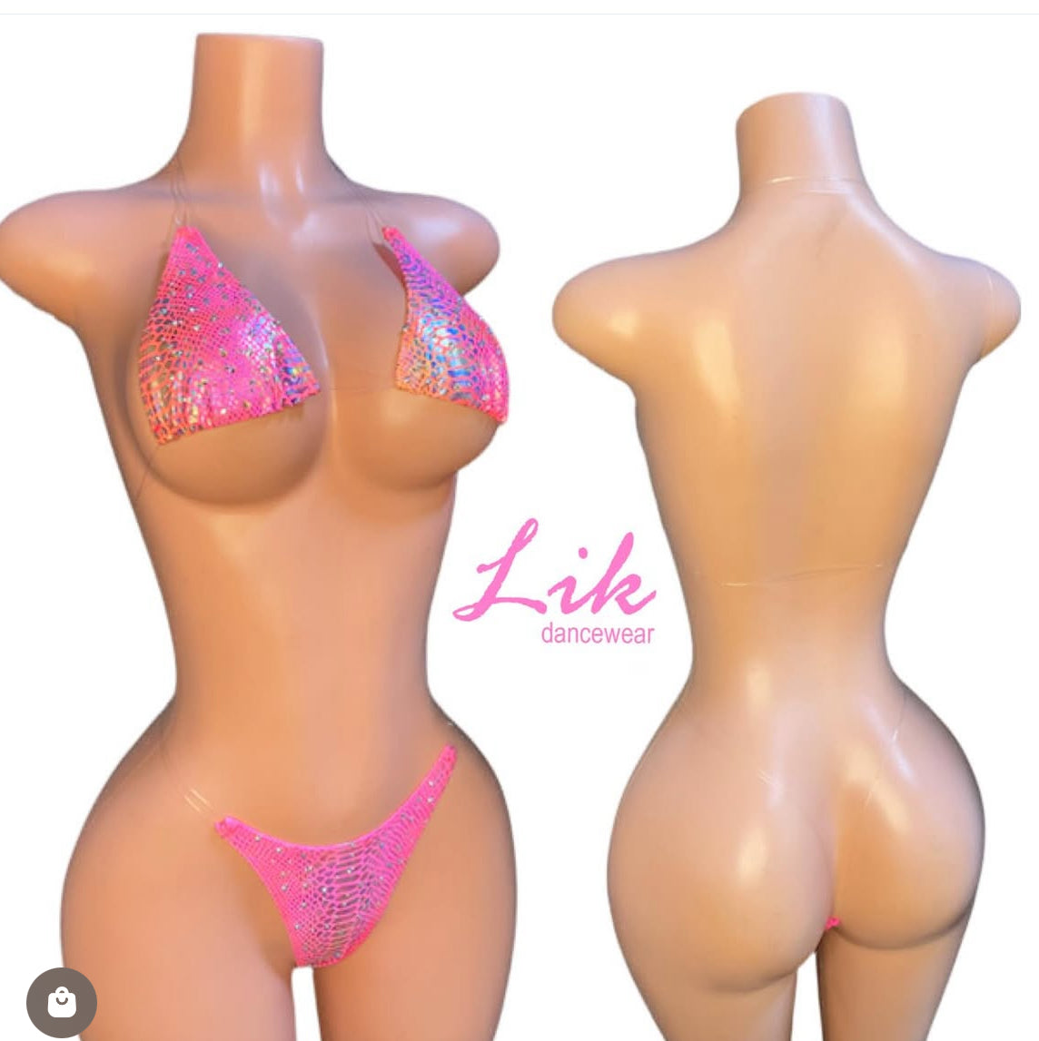 Naked Rhinestones micro bikini with clear strings