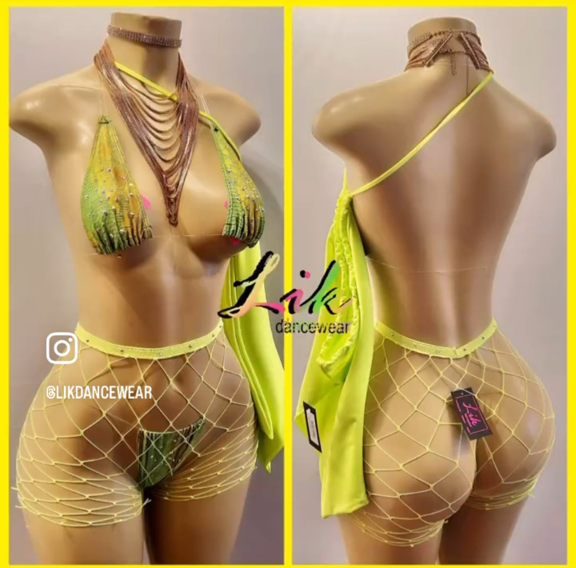 Naked Rhinestones micro bikini with clear strings