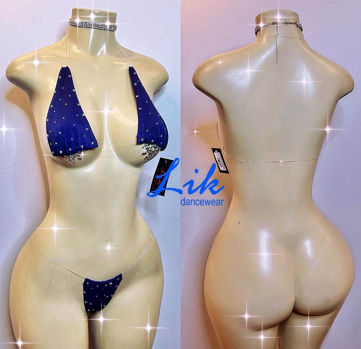 Naked Rhinestones micro bikini with clear strings