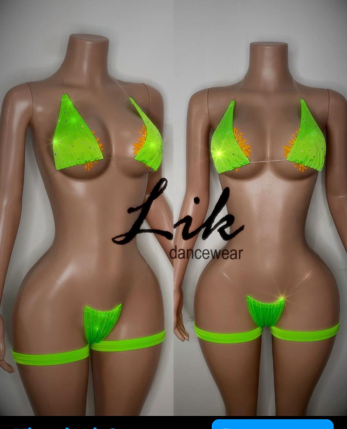 Naked Rhinestones micro bikini with clear strings
