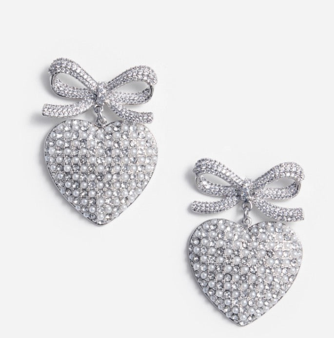 Heart bow earrings