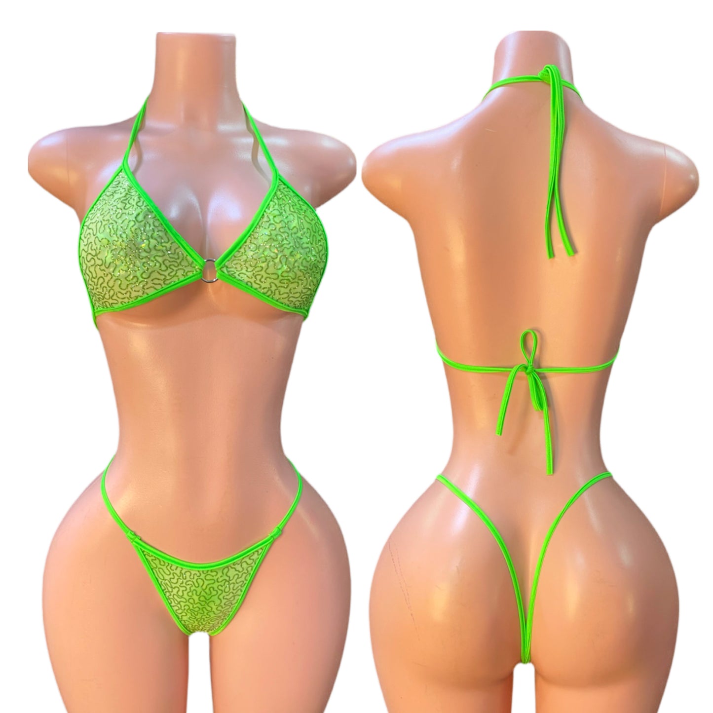 Fits Two piece glitter bikini set exotic dance outfit