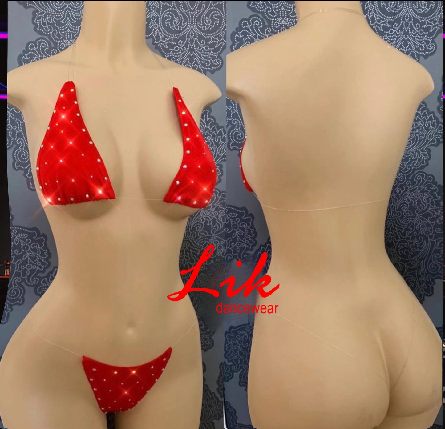 Naked Rhinestones micro bikini with clear strings