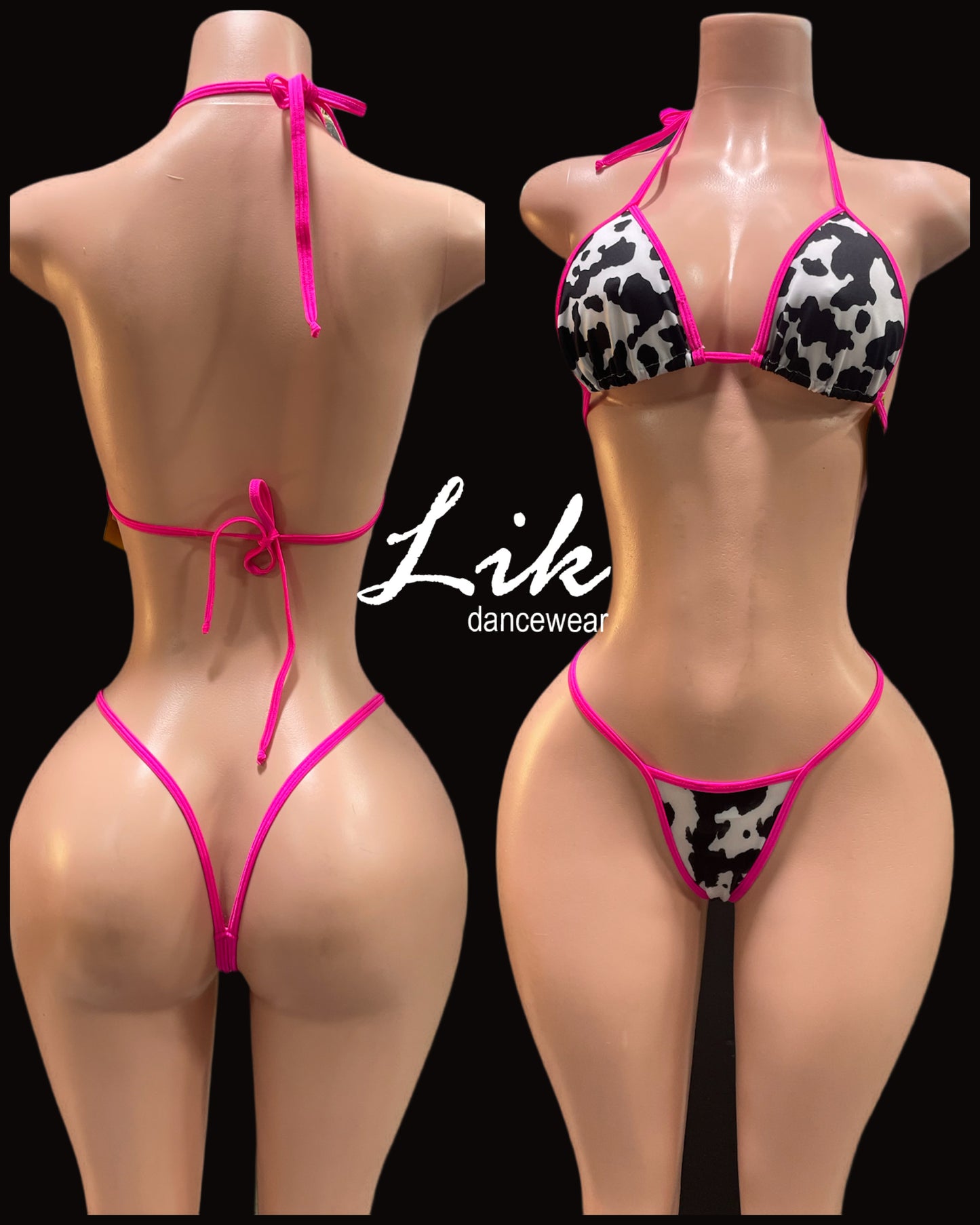 Cow Print Scrunch Skirt bikini Set