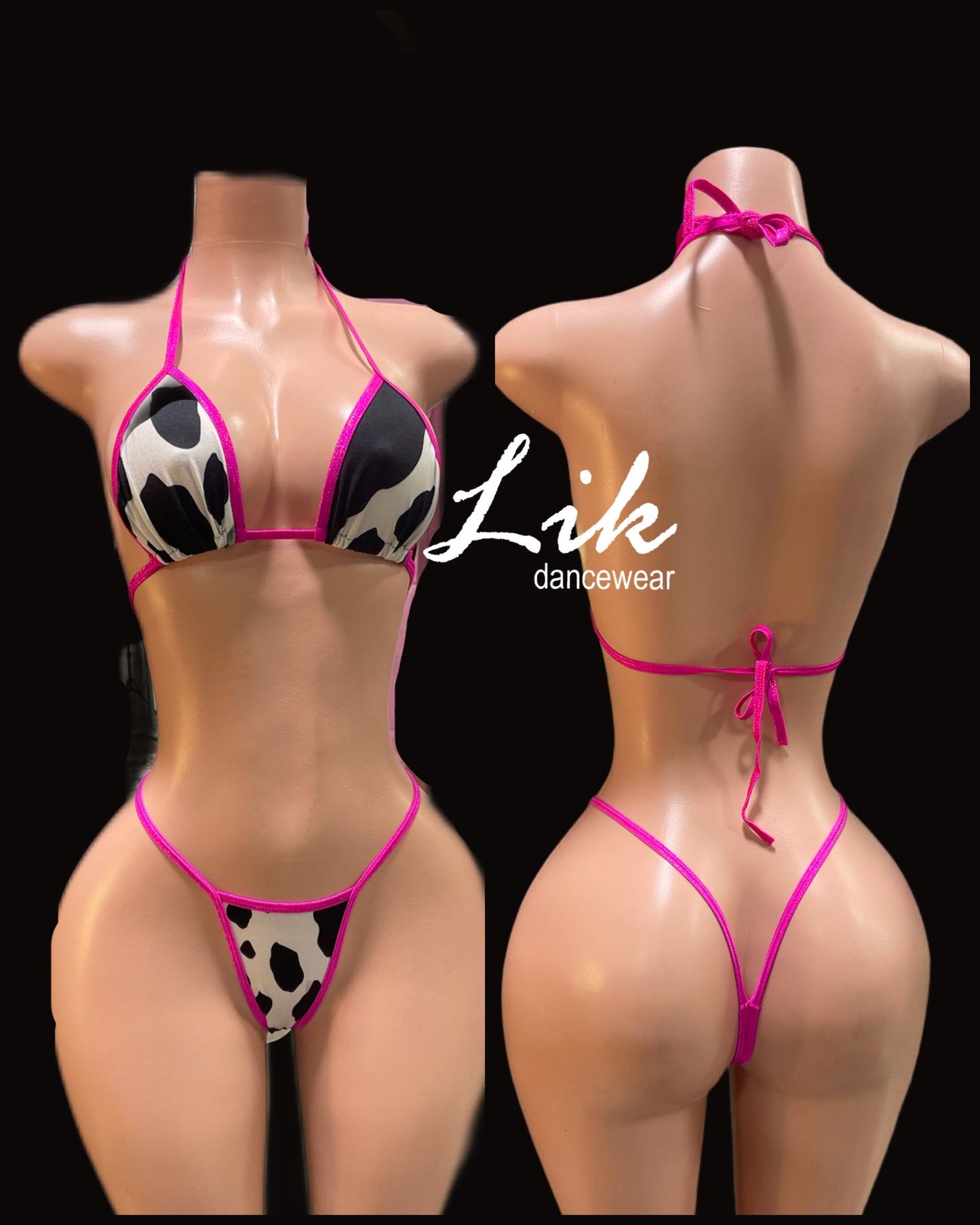 Cow Print Thong Bikini Set for exotic dancers