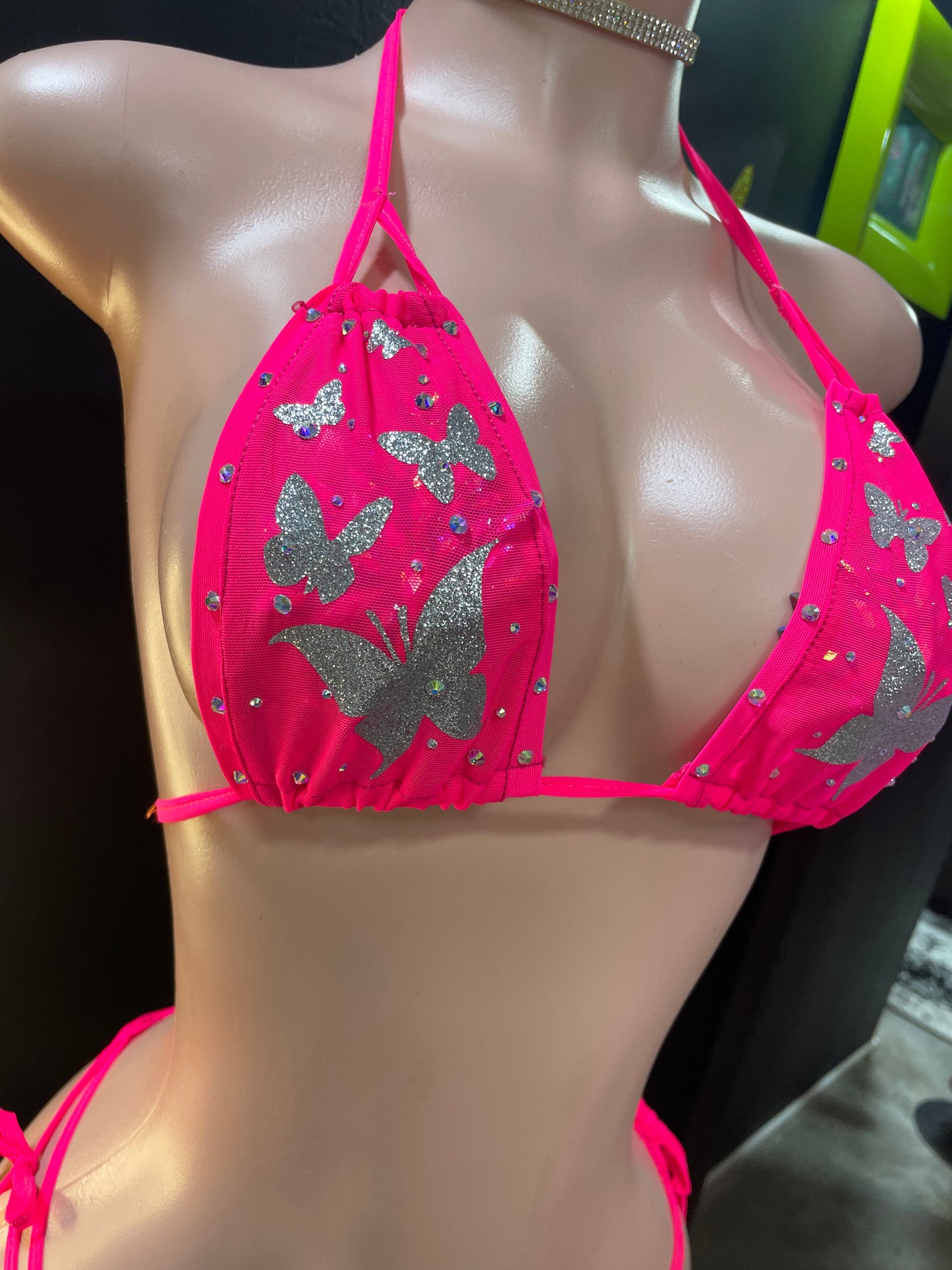 Cooco two piece glitter butterfly exotic dancer outfit