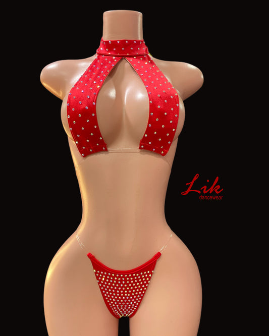 F1 , stripper clear strap thong set