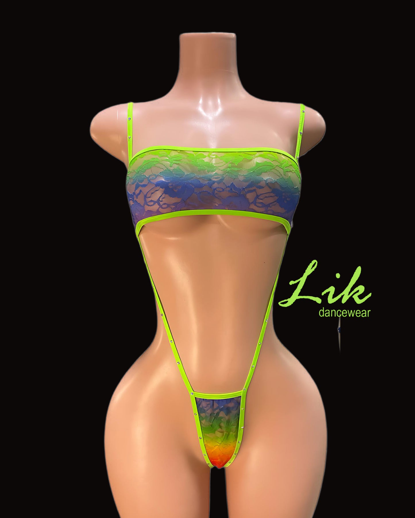 Rainbow tube top stripper outfit