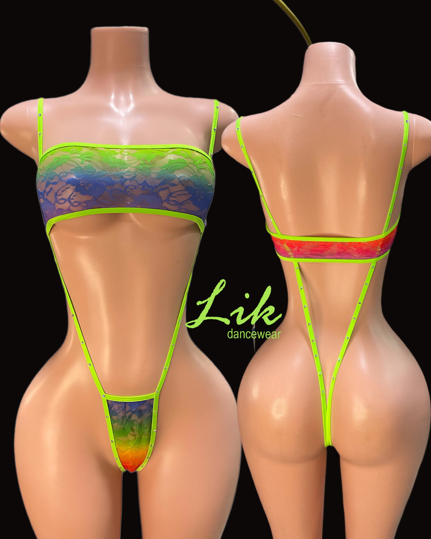 Rainbow tube top stripper outfit
