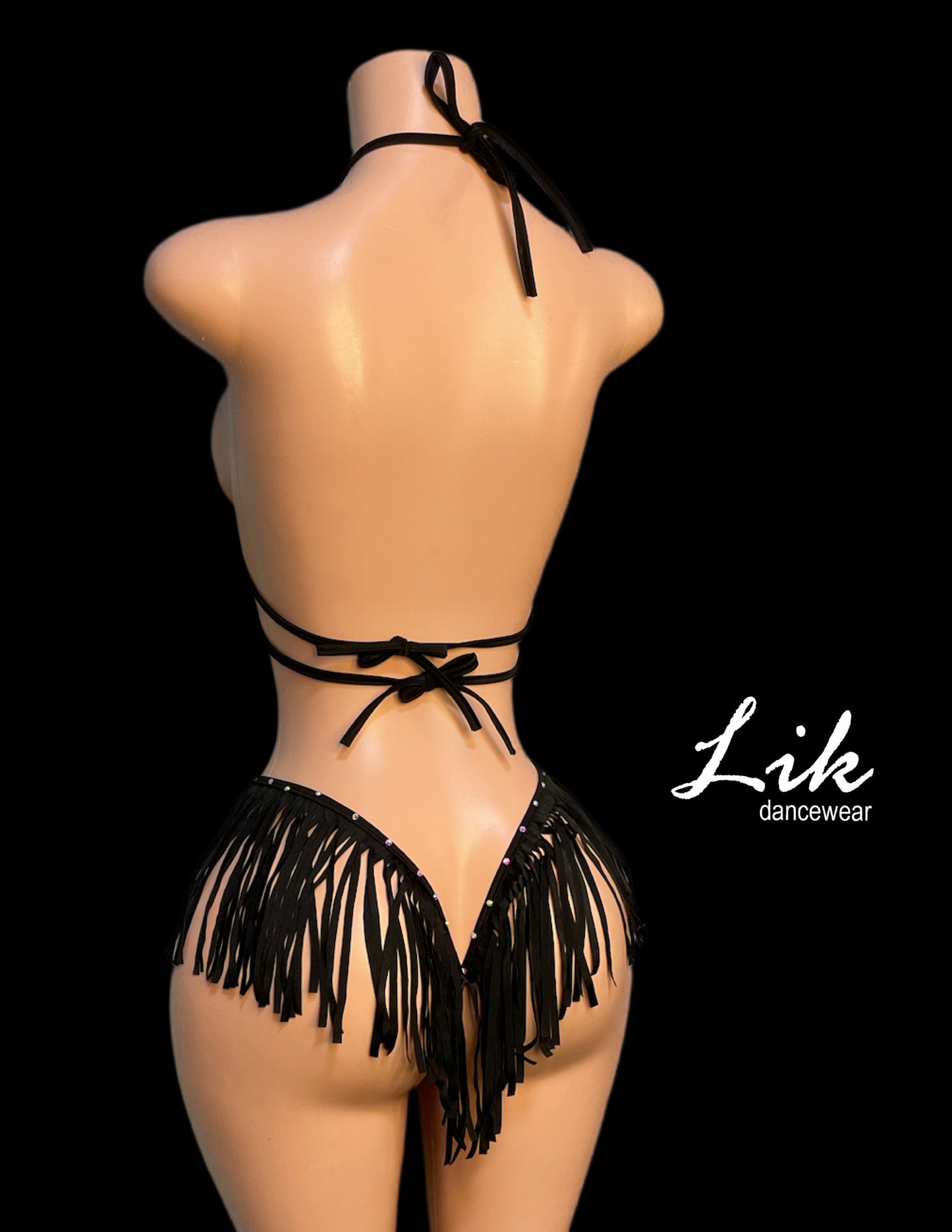 Megan rhinestone and fringe one piece stripper outfit