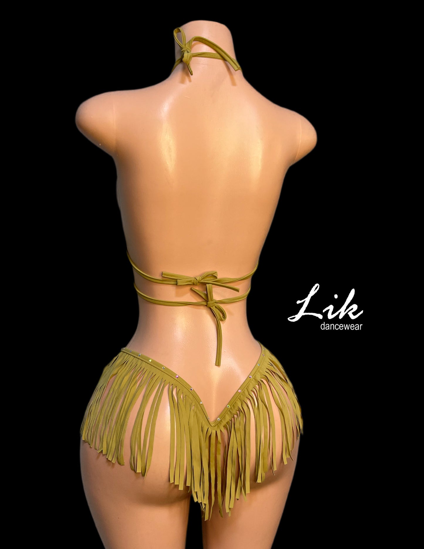 Megan rhinestone and fringe one piece stripper outfit